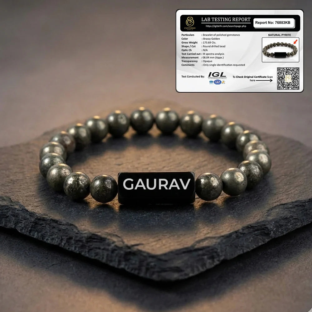 Personalized Raw Pyrite Bracelet | Lab Tested & Certified | Unisex