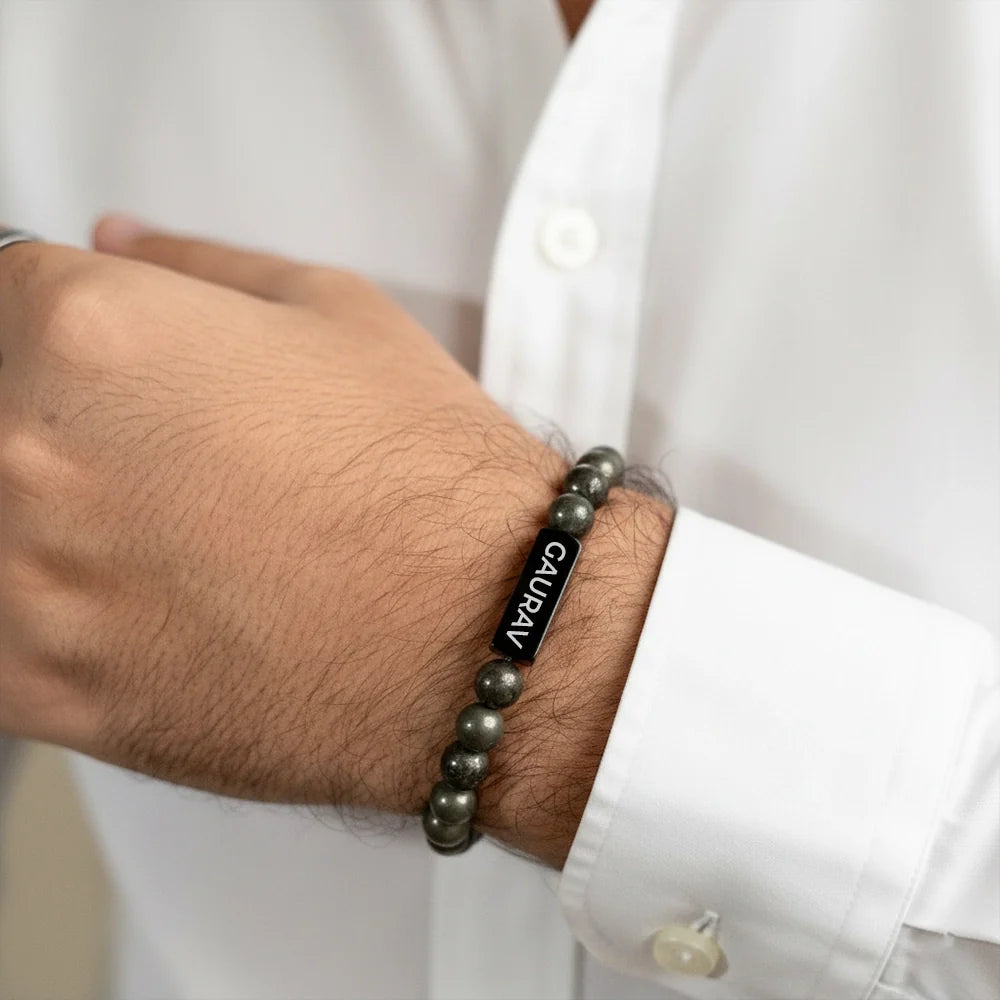 Personalized Raw Pyrite Bracelet | Lab Tested & Certified | Unisex