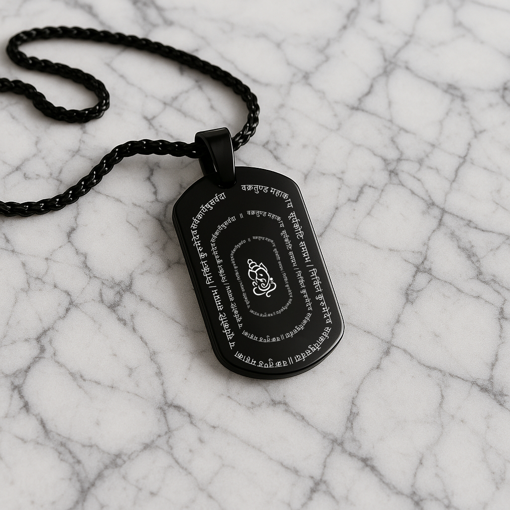 Personalized Ganpati Shlok MicroCarved Locket