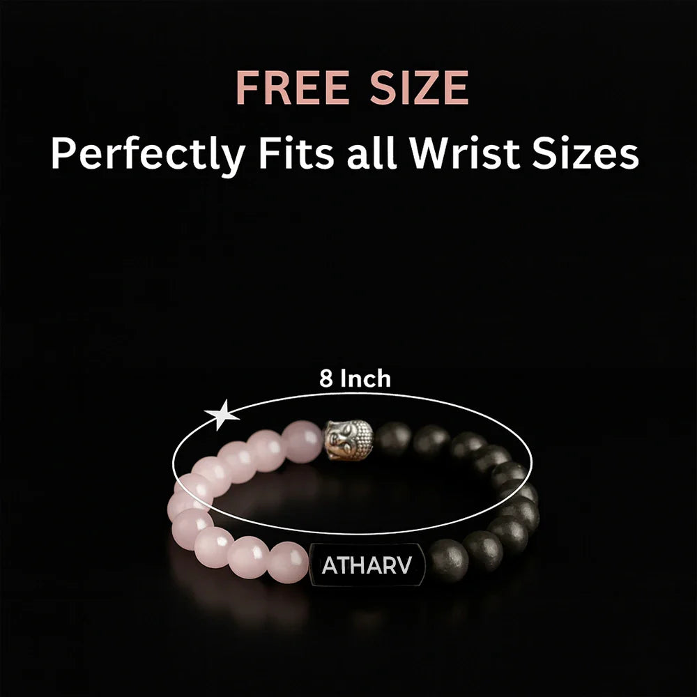 Personalized Natural Rose Pyrite Quartz Bracelet | Lab Certified & Certified | Unisex