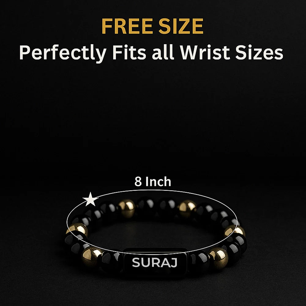 Personalized Black Onyx & Goldstone Bracelet | Lab Certified & Certified | Unisex