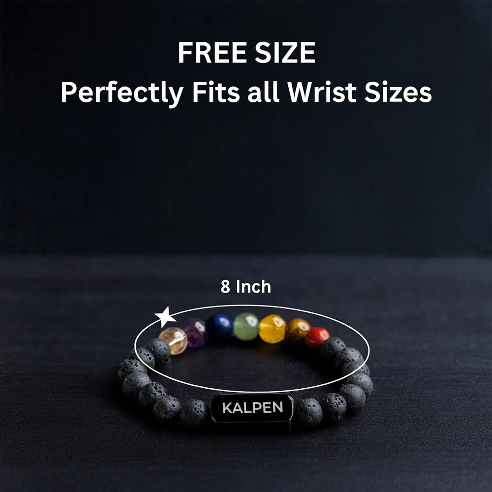 Personalized 7 Chakra Lava Bracelet | Lab Certified & Certified | Unisex