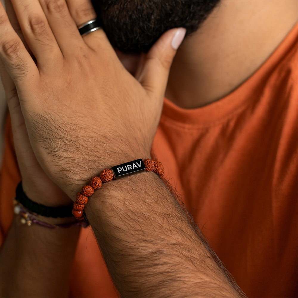 Personalized Trinetra Rudraksha 11 Chakra Bracelet | Lab Certified & Certified | Unisex