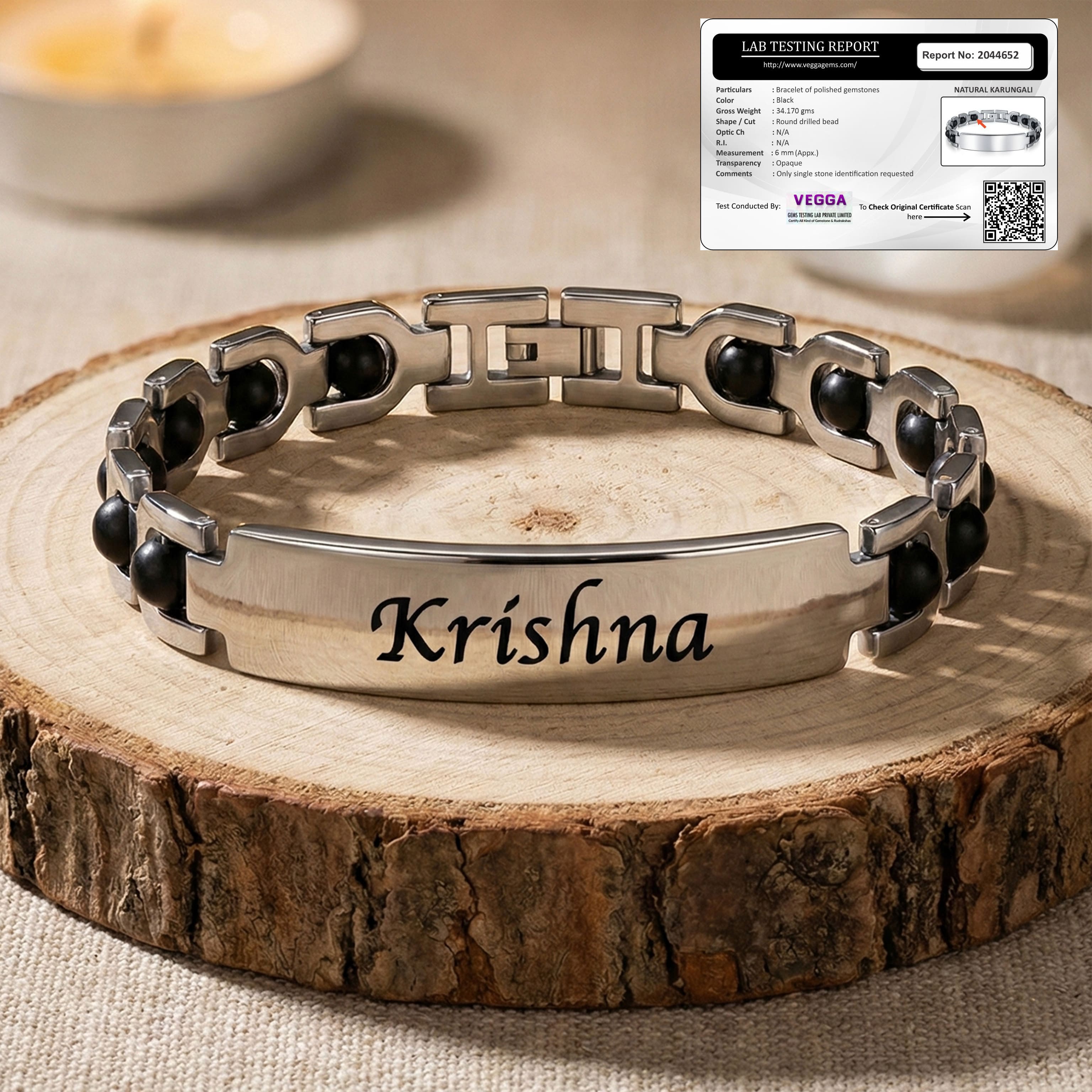 Personalized Karungali Name Bracelet | Lab Tested & Certified | 1 Year Color Warranty